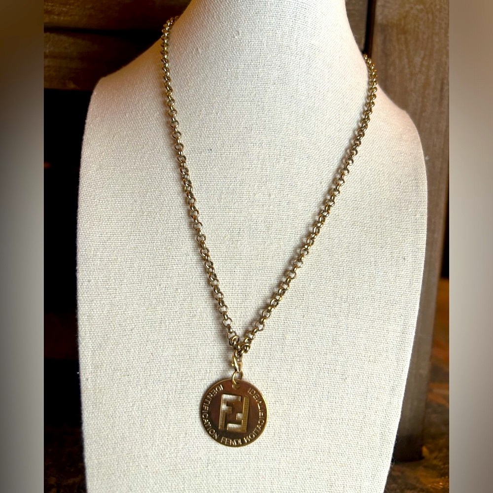 SOLD❤️ FENDI F is Fendi Gold Logo Necklace w/ Dust Bag - Picture 3 of 15